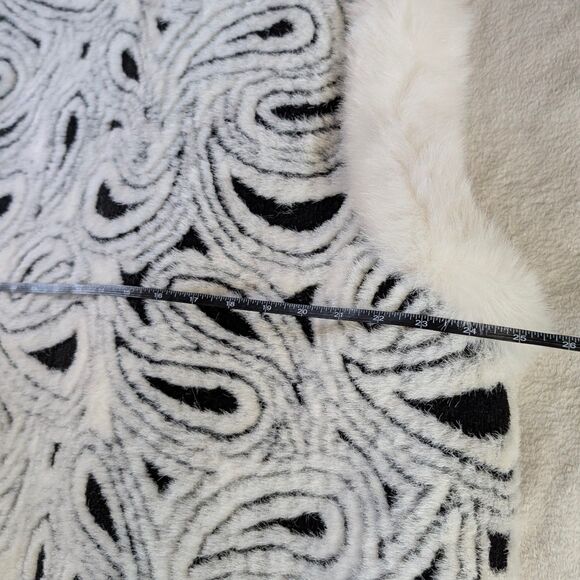 Vintage Shearling Swirl Patterned Vest Women's 3XL Black White Fur Wool Fleece - Picture 7 of 8